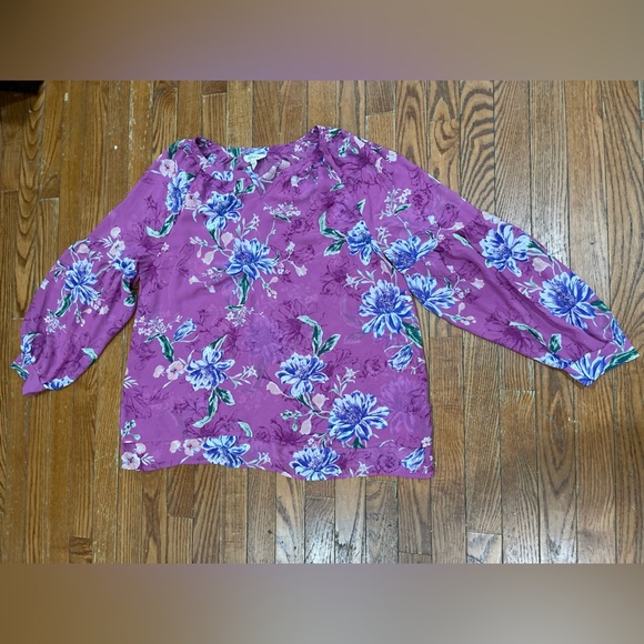 Style & Co. Purple Floral Blouse - Picture 1 of 12